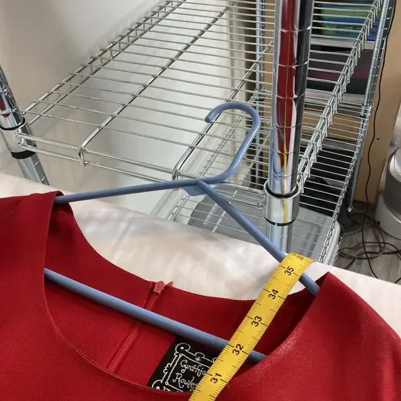 Vintage Y2K Cynthia Rowley 90's Women's Red Bell Sleeve Mini Dress Size 12 - Picture 3 of 11